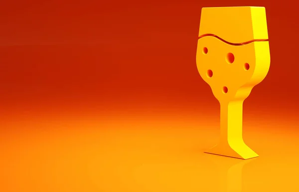 Žluté Sklo Ikony Šampaňského Izolované Oranžovém Pozadí Minimalismus Ilustrace Vykreslení — Stock fotografie