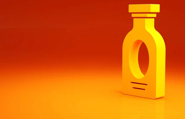 Yellow Alcohol Drink Rum Bottle Icon Isolated Orange Background Minimalism — Stock Photo, Image