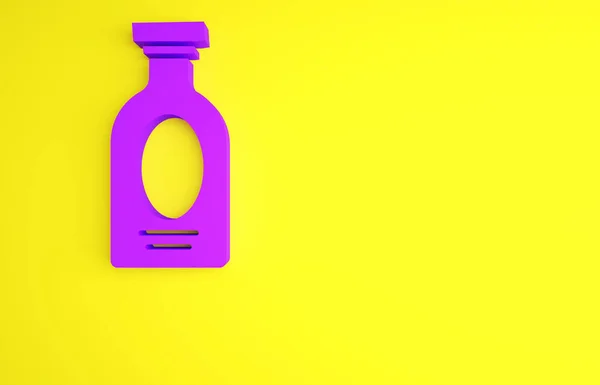 Purple Alcohol Drink Rum Bottle Icon Isolated Yellow Background Minimalism — Stock Photo, Image
