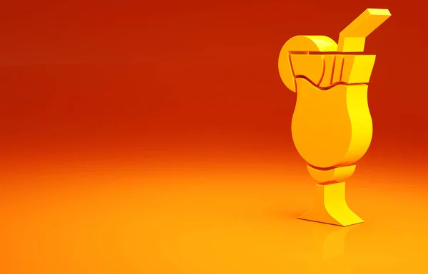 Ikona Żółtego Koktajlu Napoju Alkoholowego Odizolowana Pomarańczowym Tle Koncepcja Minimalizmu — Zdjęcie stockowe