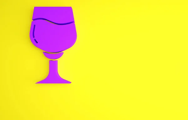 Icône Verre Vin Violet Isolé Sur Fond Jaune Panneau Verre — Photo