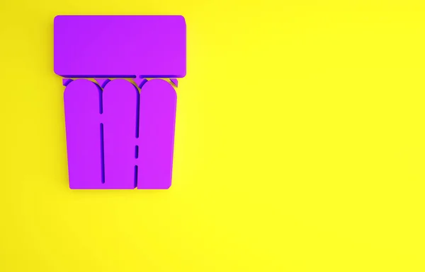 Фиолетовое Стекло Водяной Иконкой Желтом Фоне Содовое Стекло Концепция Минимализма — стоковое фото