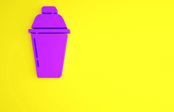 Lila Cocktail Shaker Symbol Isoliert Auf Gelbem Hintergrund Minimalismus Konzept — Stockfoto