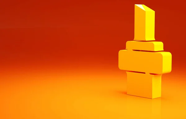 Žlutý Dřevěný Korek Pro Ikonu Vína Izolované Oranžovém Pozadí Minimalismus — Stock fotografie