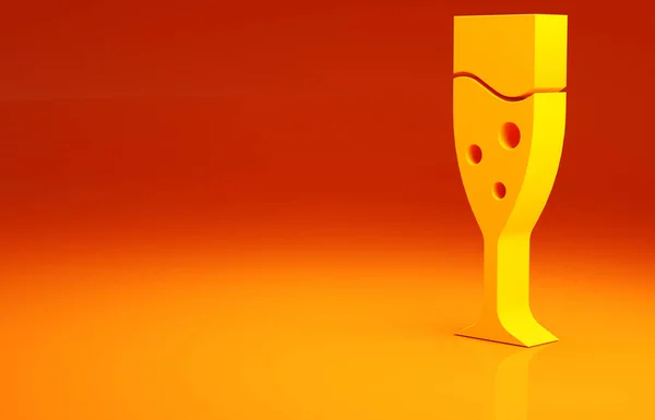 Желтое Бокал Шампанского Значок Изолирован Оранжевом Фоне Концепция Минимализма Рендеринг — стоковое фото