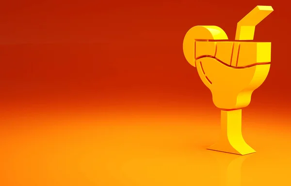 Желтый Коктейль Значок Алкогольных Напитков Оранжевом Фоне Концепция Минимализма Рендеринг — стоковое фото