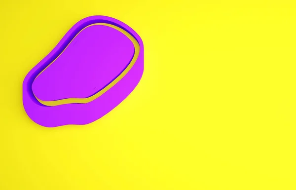 Purple Steak Meat Icon Isolated Yellow Background Minimalism Concept Illustration — Stock Photo, Image
