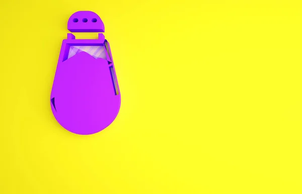 Фиолетовый Солевой Значок Выделен Желтом Фоне Приправы Готовки Концепция Минимализма — стоковое фото