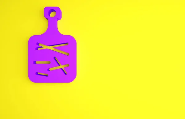 Иконка Фиолетовой Обрезной Доски Желтом Фоне Символ Доски Концепция Минимализма — стоковое фото