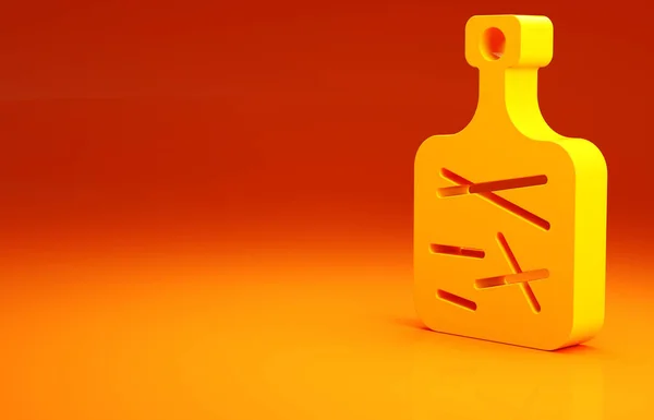 Yellow Cutting Board Icon Isolated Orange Background Chopping Board Symbol — Stock Photo, Image
