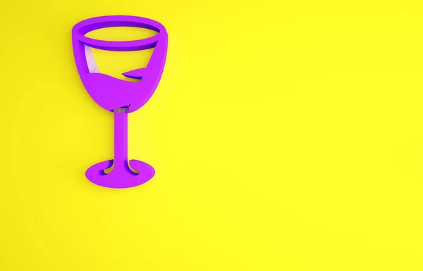 Purple Wine Glass Icon Isolated Yellow Background Wineglass Sign Minimalism — Stock Photo, Image