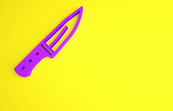 Purple Meat Chopper Icon Isolated Yellow Background Butcher Knife Kitchen — Stock Photo, Image