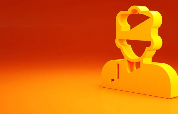 Žlutá Ikona Cook Izolované Oranžovém Pozadí Symbol Šéfkuchaře Minimalismus Ilustrace — Stock fotografie