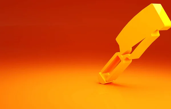 黄色肉类斩波图标孤立在橙色背景 菜刀当肉吃 最低纲领的概念 3D渲染3D插图 — 图库照片