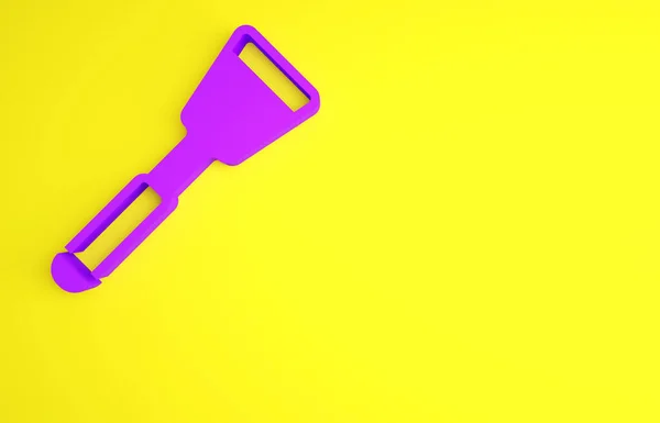 Paarse Spatel Pictogram Geïsoleerd Gele Achtergrond Keuken Spatel Icoon Bbq — Stockfoto