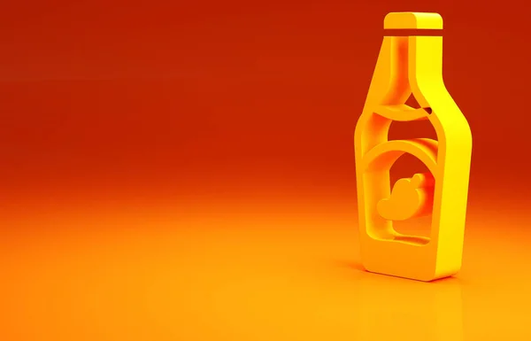 Yellow Ketchup Bottle Icon Isolated Orange Background Hot Chili Pepper — Stock Photo, Image