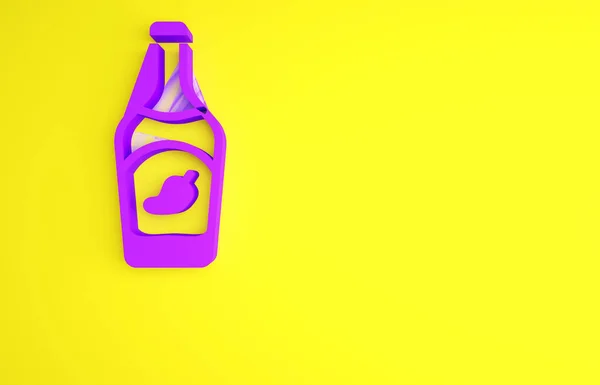 Фиолетовый Значок Бутылки Кетчупа Выделен Желтом Фоне Знак Горячего Перца — стоковое фото