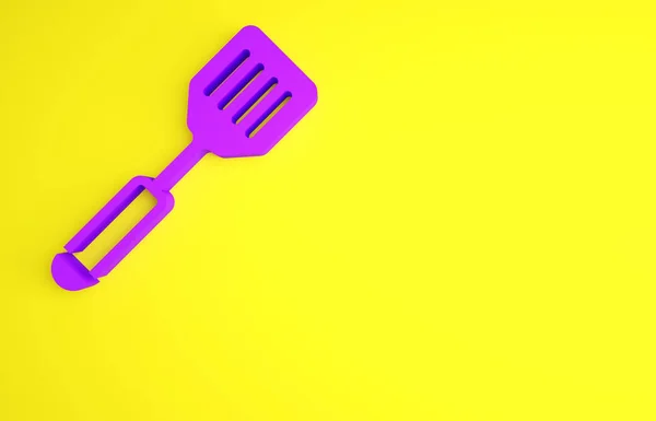 Purple Spatula Icon Isolated Yellow Background Kitchen Spatula Icon Bbq — Stock Photo, Image