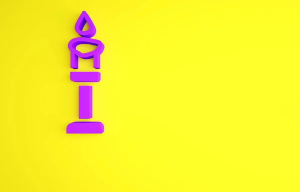 Purple Burning Vela Icono Aislado Sobre Fondo Amarillo Válvula Cilíndrica —  Fotos de Stock