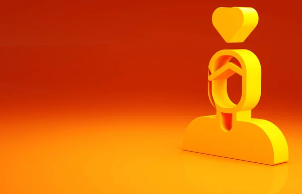 Gelbes Romantisches Männchen Symbol Isoliert Auf Orangefarbenem Hintergrund Alles Gute — Stockfoto