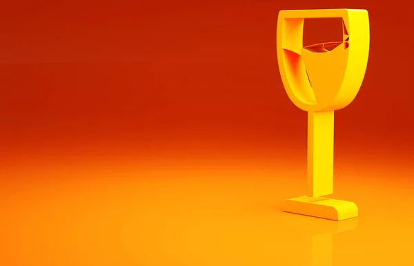 Icono Copa Vino Amarillo Aislado Sobre Fondo Naranja Signo Copa — Foto de Stock