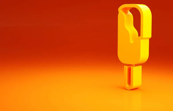 Желтое Мороженое Значок Изолирован Оранжевом Фоне Милый Символ Концепция Минимализма — стоковое фото