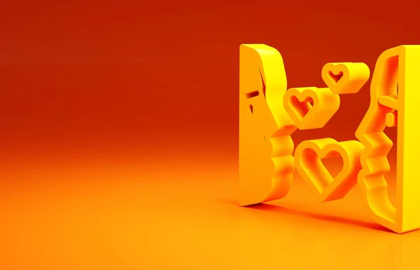 Amarillo Amor Primera Vista Icono Aislado Sobre Fondo Naranja Concepto — Foto de Stock