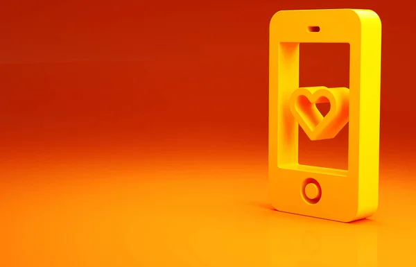 Sárga Okostelefon Szív Emoji Beszéd Buborék Kap Üzenetet Képernyőn Ikon — Stock Fotó