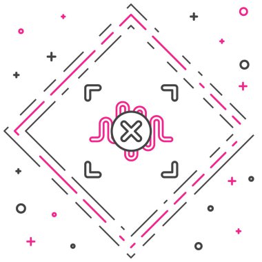 Satır Reddetme ses tanıma simgesi beyaz arkaplanda izole edildi. Kimlik tanıma için ses biyometrik kimlik doğrulaması. Renkli taslak konsepti. Vektör.