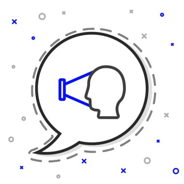 Çizgi Yüz tanımlama simgesi beyaz arkaplanda izole edildi. Yüz tanımlama simgesi. Yüz tanıma. Siber güvenlik kavramı. Renkli taslak konsepti. Vektör.