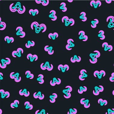 Çizgi başı ya da koç ikonu siyah arka planda izole edilmiş pürüzsüz desen. Dağ koyunu. Hayvan sembolü. Vektör.