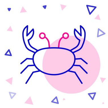 Çizgi Yengeç simgesi beyaz arkaplanda izole edildi. Renkli taslak konsepti. Vektör.