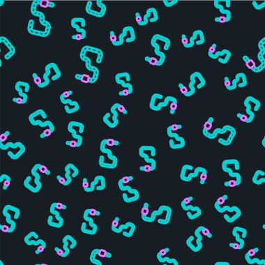 Çizgi Solucan simgesi siyah arkaplanda kusursuz desen izole etti. Balık oltası. Vektör.