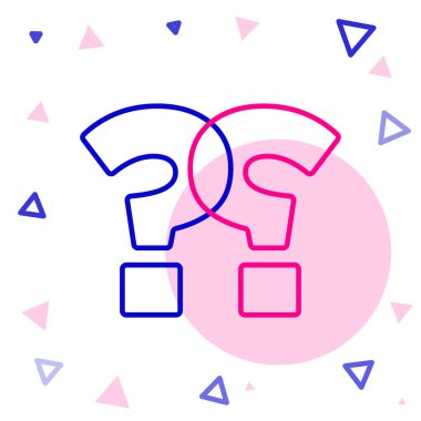 Beyaz arkaplanda satır işareti simgesi izole edildi. SSS işareti. Dosyaları kopyala, konuşma balonu ve grafiğini çıkar. Renkli taslak konsepti. Vektör.