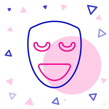 Çizgi Komedi Maskesi simgesi beyaz arkaplanda izole edildi. Renkli taslak konsepti. Vektör.