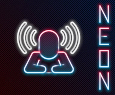 Parlayan neon hattı kafa avlama ikonu siyah arka planda izole edildi. İş hedefi ya da İstihdam tabelası. İş için insan kaynakları ve adam toplama. Renkli taslak konsepti. Vektör.