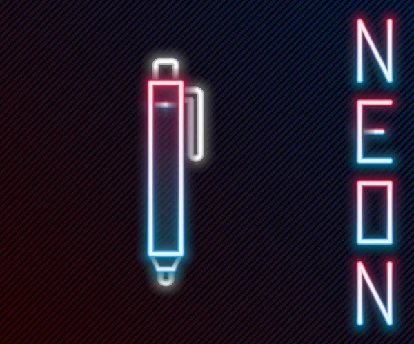 Gloeiende Neon Lijn Pen Pictogram Geïsoleerd Zwarte Achtergrond Kleurrijk Concept — Stockvector