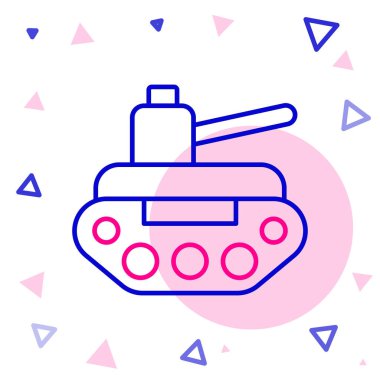 Beyaz arka planda askeri tank simgesi izole edildi. Renkli taslak konsepti. Vektör.