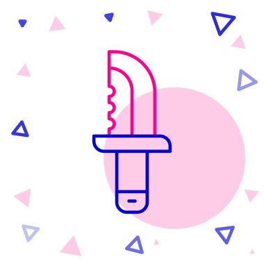 Beyaz arka planda izole edilmiş askeri bıçak ikonu. Renkli taslak konsepti. Vektör.