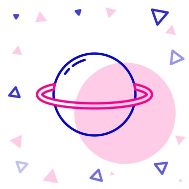 Gezegen Satürn 'ün beyaz arka planda izole edilmiş gezegen halka ikonu. Renkli taslak konsepti. Vektör.