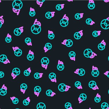 Çizgi Robotu simgesi siyah arkaplandaki kusursuz deseni izole etti. Vektör.