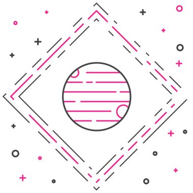 Çizgi Gezegeni simgesi beyaz arkaplanda izole edildi. Renkli taslak konsepti. Vektör.