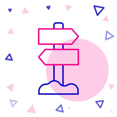 Line Road trafik tabelası. Beyaz arkaplanda sinyal simgesi izole edildi. İşaretçi sembolü. Sokak bilgi tabelası. Yön tabelası. Renkli taslak konsepti. Vektör.