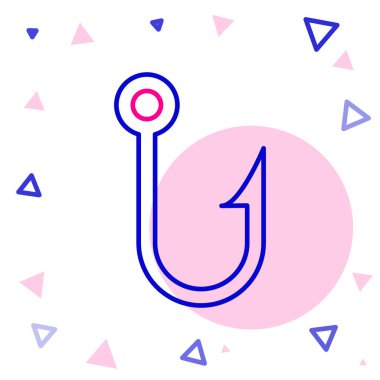 Olta kancası simgesi beyaz arkaplanda izole edildi. Balık oltası. Renkli taslak konsepti. Vektör.