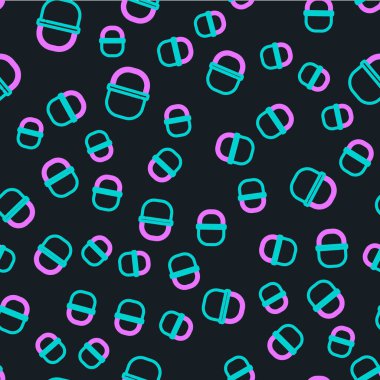 Çizgi Kampı simgesi siyah arkaplanda izole edilmiş. Haşlama ya da güveç besin sembolü. Vektör.