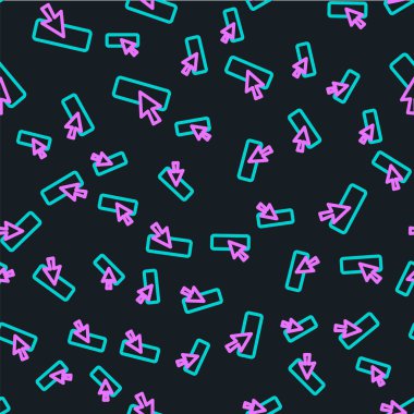 Çizgi UI ya da UX tasarım simgesi siyah arkaplanda izole edilmiş dikişsiz desen. Vektör.