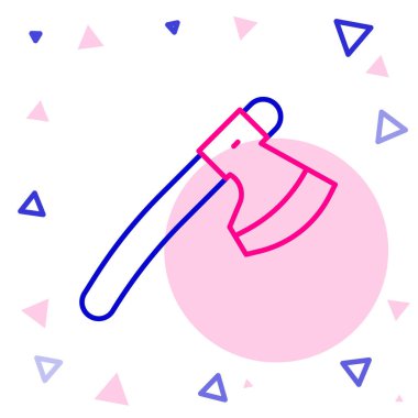 Tahta çizgi balta simgesi beyaz arkaplanda izole edildi. Oduncu baltası. Renkli taslak konsepti. Vektör.