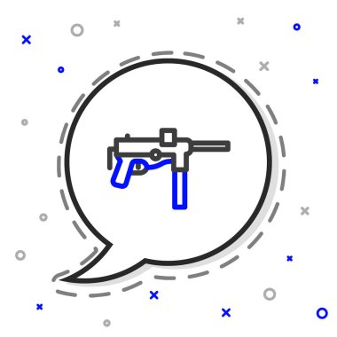 Line Submachine tüfeği M3, Grease tabancası simgesi beyaz arkaplanda izole edildi. Renkli taslak konsepti. Vektör.