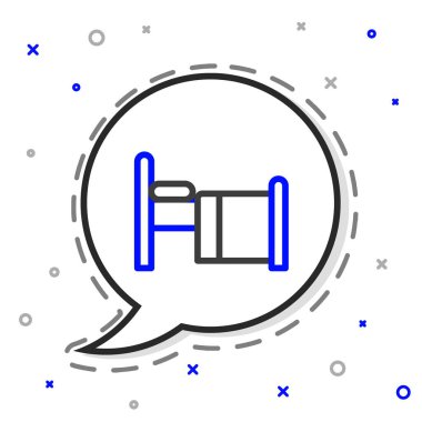 Line Hospital yatak ikonu beyaz arka planda izole edildi. Renkli taslak konsepti. Vektör.