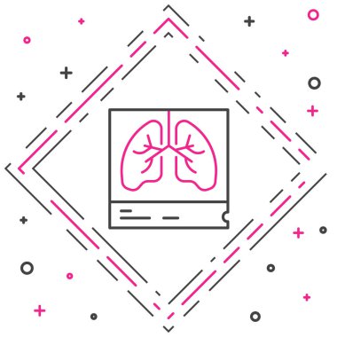 Ciğerlerin x-ışını tanılama simgesi beyaz arkaplanda izole edildi. Ciğerlerin ekran görüntüsü. Renkli taslak konsepti. Vektör.